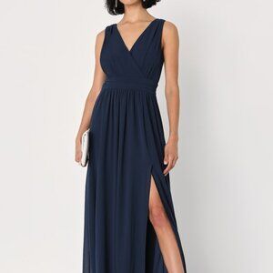 Lulus Thoughts Of Hue Navy Blue Surplice Maxi Dress - Size XL